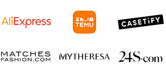 AliExpress, Temu, CASETiFY, MATCHES FASHION.COM, MYTHERESA, 24S.com