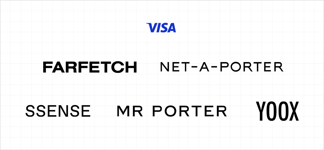 FARFETCH �ΰ�, YOOX �ΰ�, SSENSE �ΰ�, NET-A-PORTER �ΰ�, MR PORTER �ΰ� �̹���